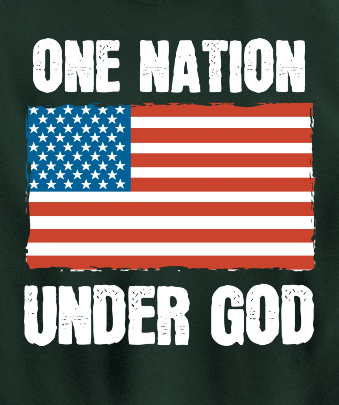 One Nation Under God Blessed American Flag Christian Cross Pullover Hoodie