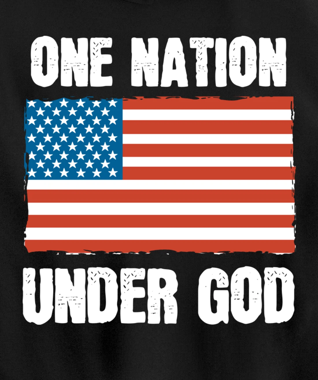 One Nation Under God Blessed American Flag Christian Cross Pullover Hoodie