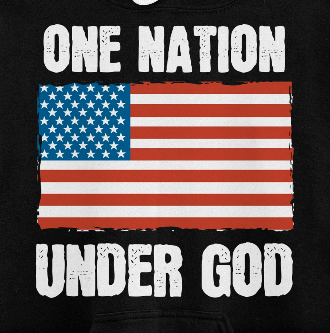 One Nation Under God Blessed American Flag Christian Cross Pullover Hoodie