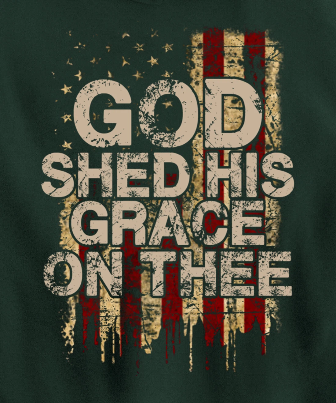God Shed His Grace On Thee - Patriotic American Flag Gift Pullover Hoodie