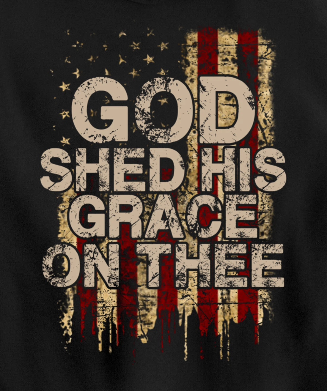 God Shed His Grace On Thee - Patriotic American Flag Gift Pullover Hoodie
