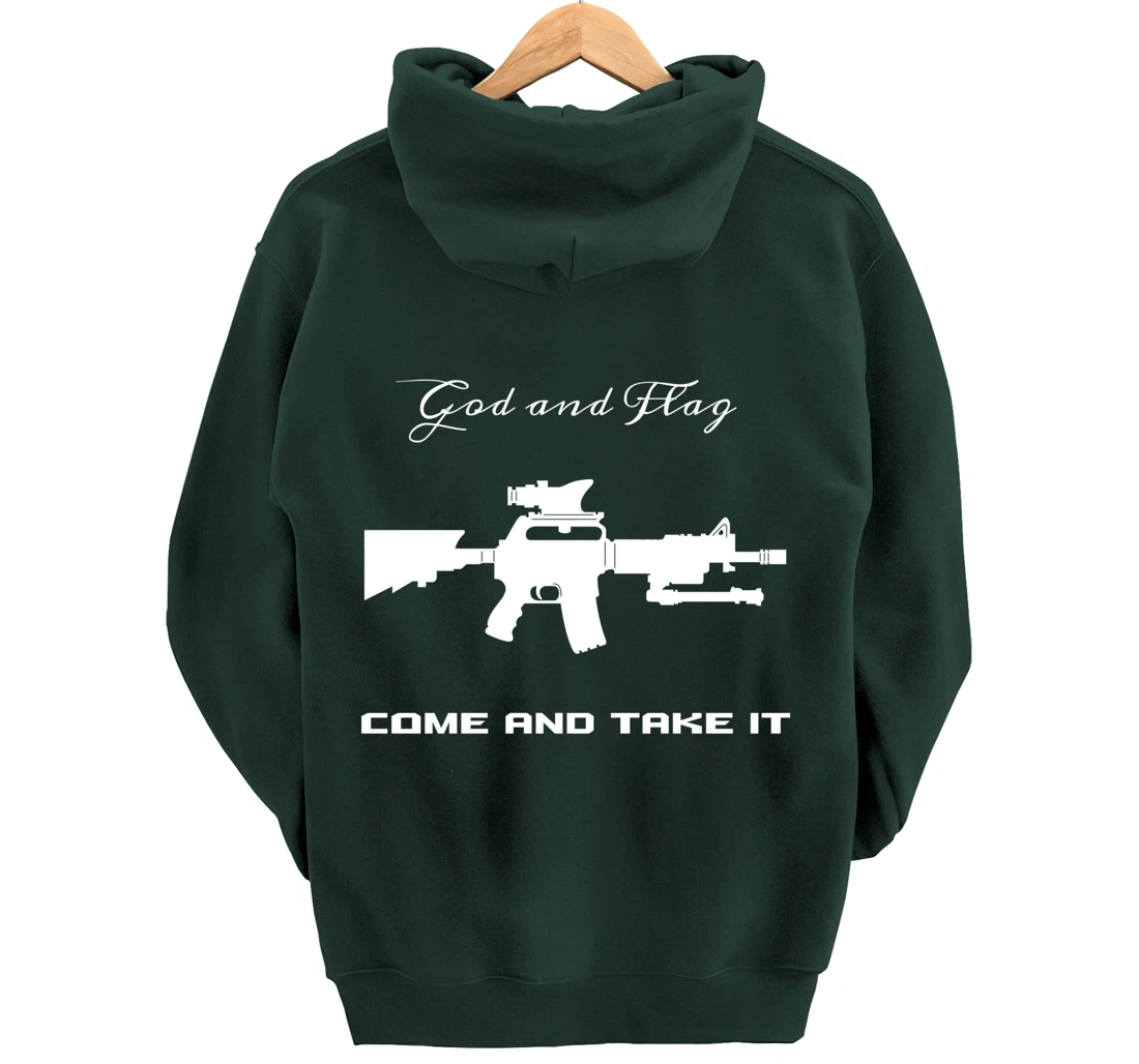 COME AND TAKE IT GOD AND FLAG OUT OF AMMO OR BLOOD HOODIE Pullover Hoodie