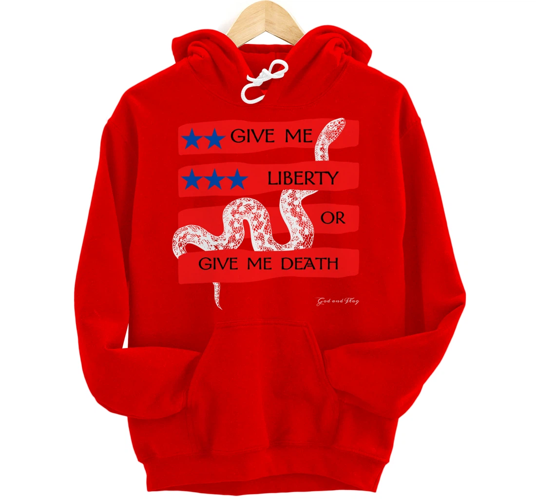 GIVE ME LIBERTY OR GIVE ME DEATH HOODIE PATRIOTIC USA TRUMP Pullover Hoodie