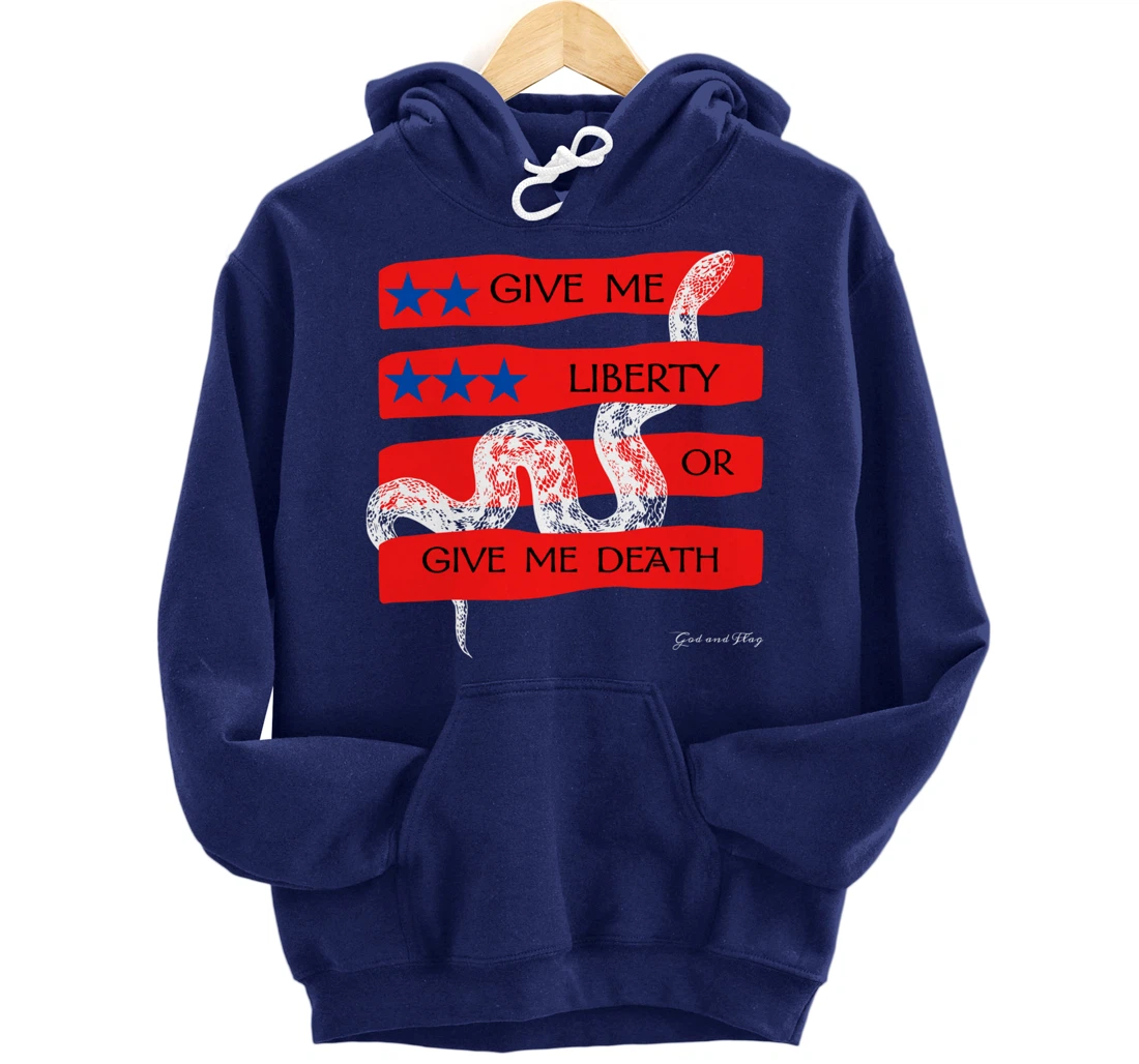 GIVE ME LIBERTY OR GIVE ME DEATH HOODIE PATRIOTIC USA TRUMP Pullover Hoodie