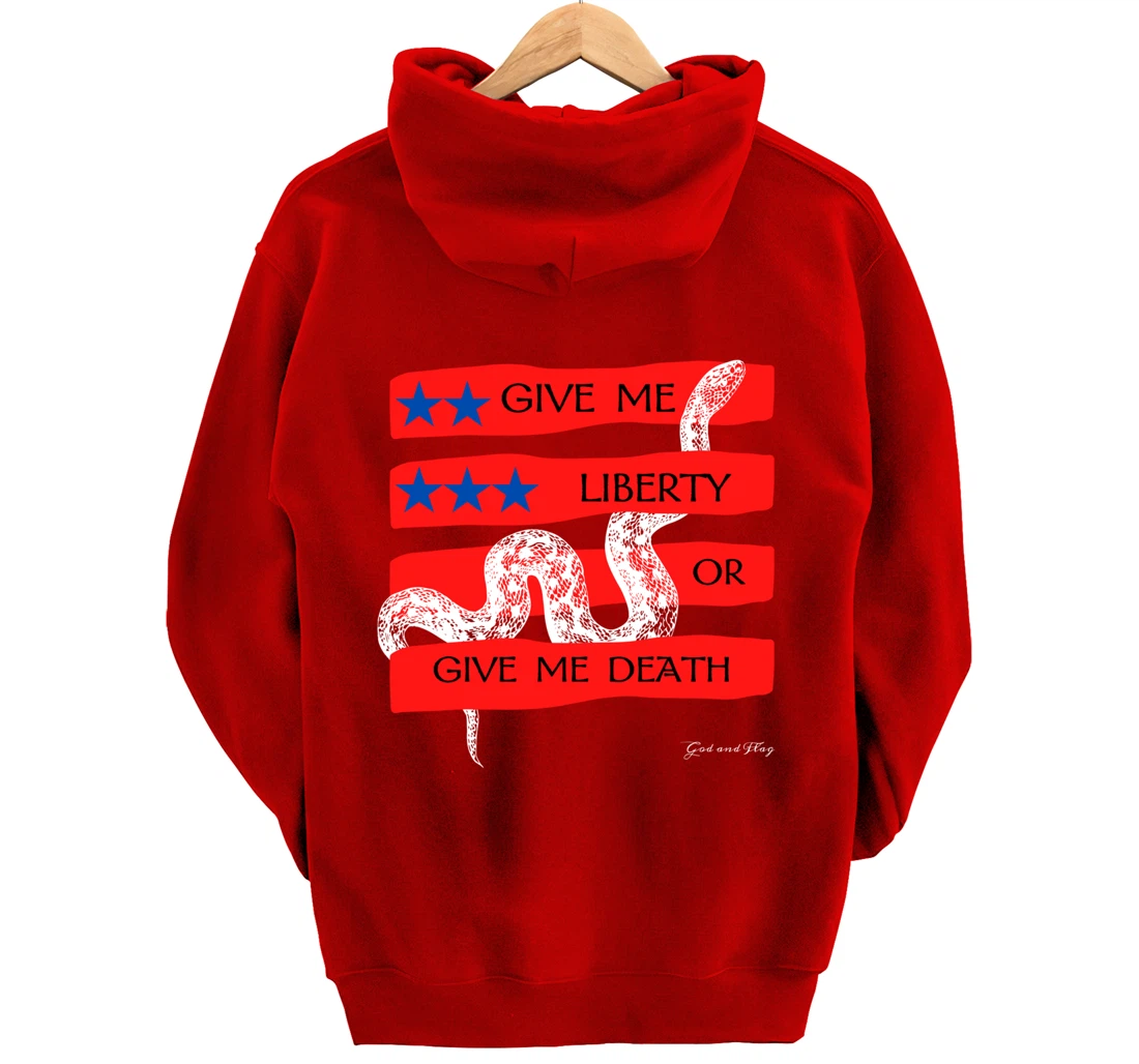 GIVE ME LIBERTY OR GIVE ME DEATH HOODIE PATRIOTIC USA TRUMP Pullover Hoodie