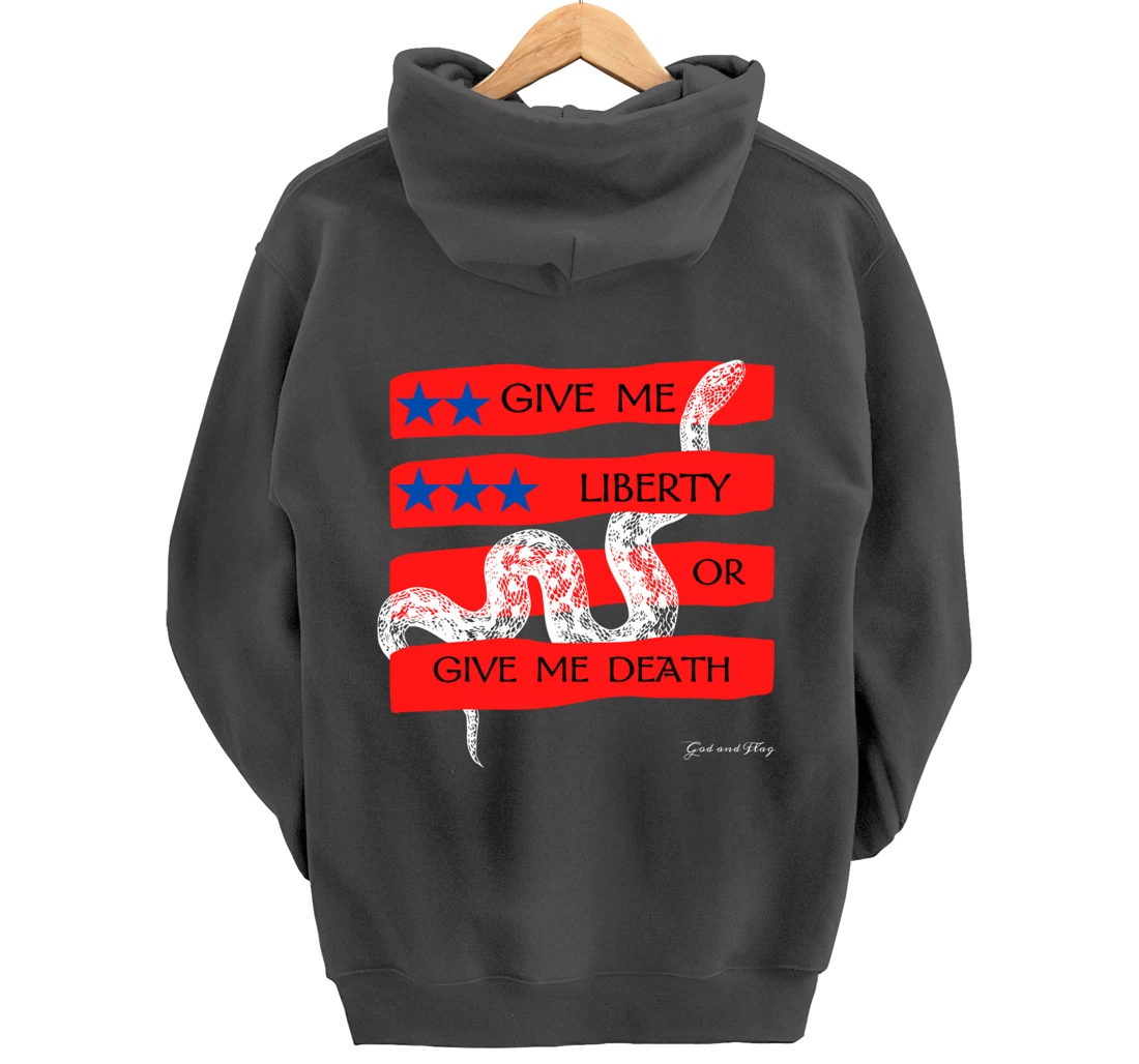 GIVE ME LIBERTY OR GIVE ME DEATH HOODIE PATRIOTIC USA TRUMP Pullover Hoodie