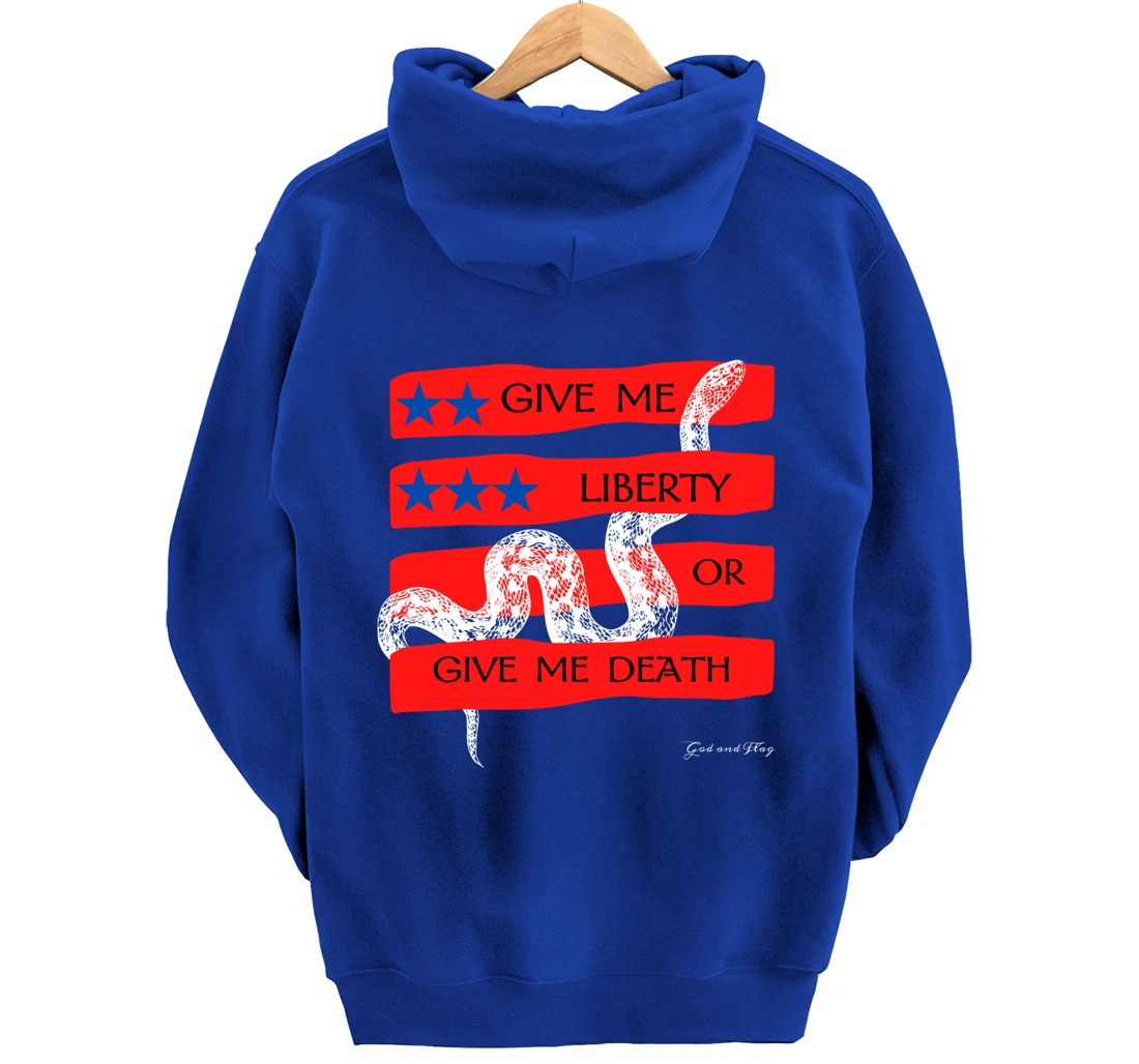 GIVE ME LIBERTY OR GIVE ME DEATH HOODIE PATRIOTIC USA TRUMP Pullover Hoodie