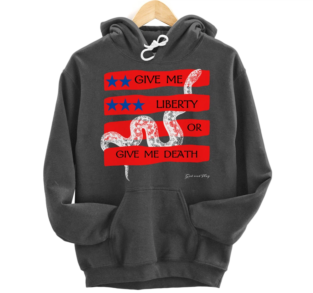 GIVE ME LIBERTY OR GIVE ME DEATH HOODIE PATRIOTIC USA TRUMP Pullover Hoodie