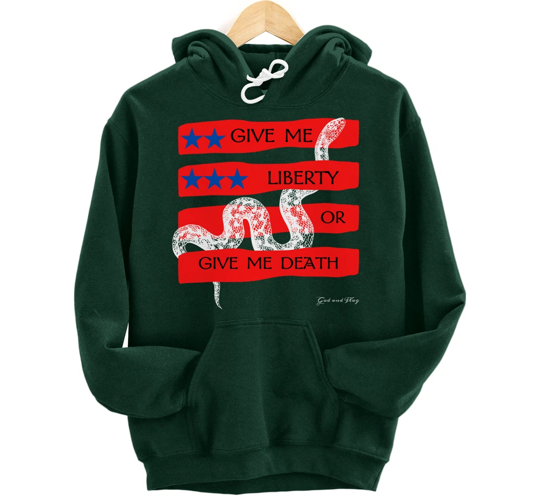 GIVE ME LIBERTY OR GIVE ME DEATH HOODIE PATRIOTIC USA TRUMP Pullover Hoodie