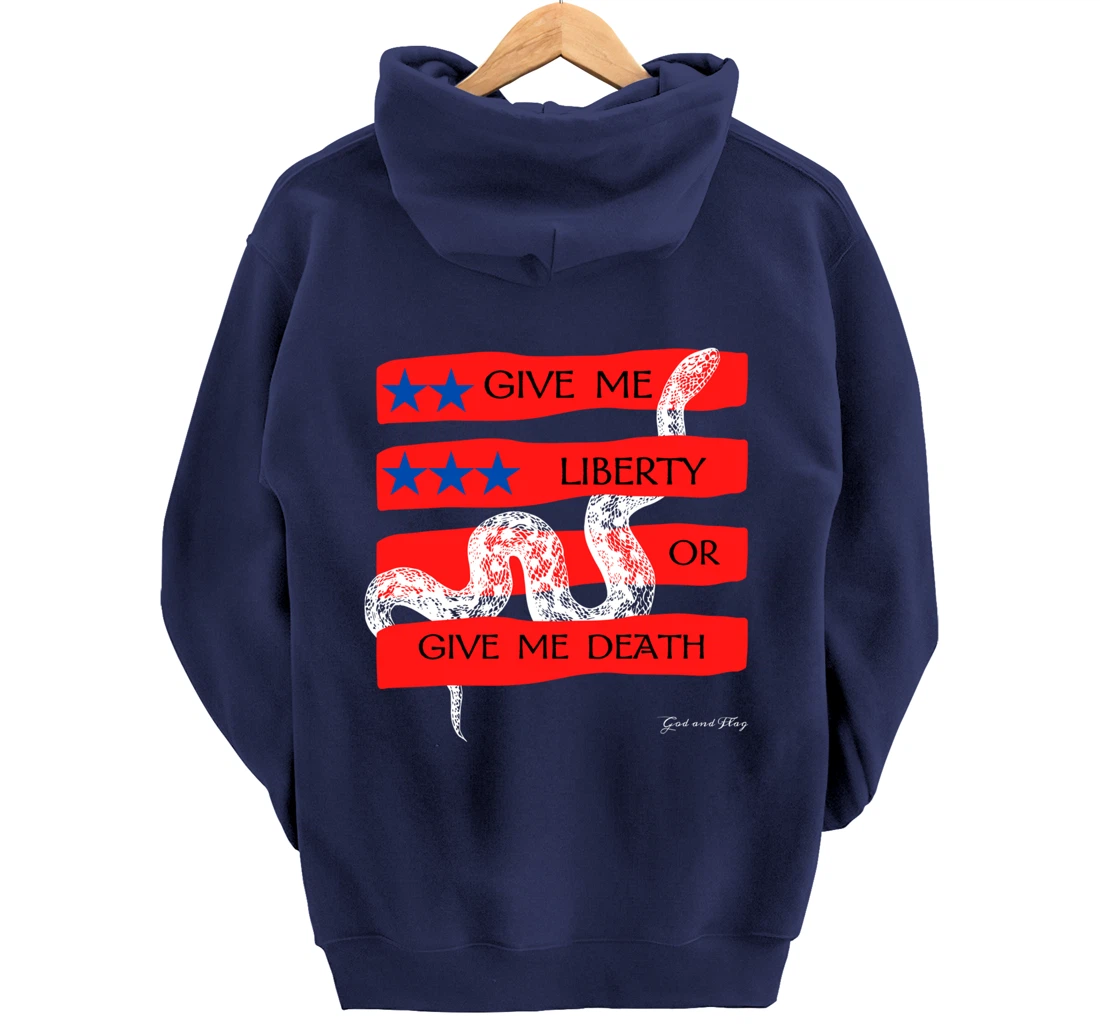 GIVE ME LIBERTY OR GIVE ME DEATH HOODIE PATRIOTIC USA TRUMP Pullover Hoodie