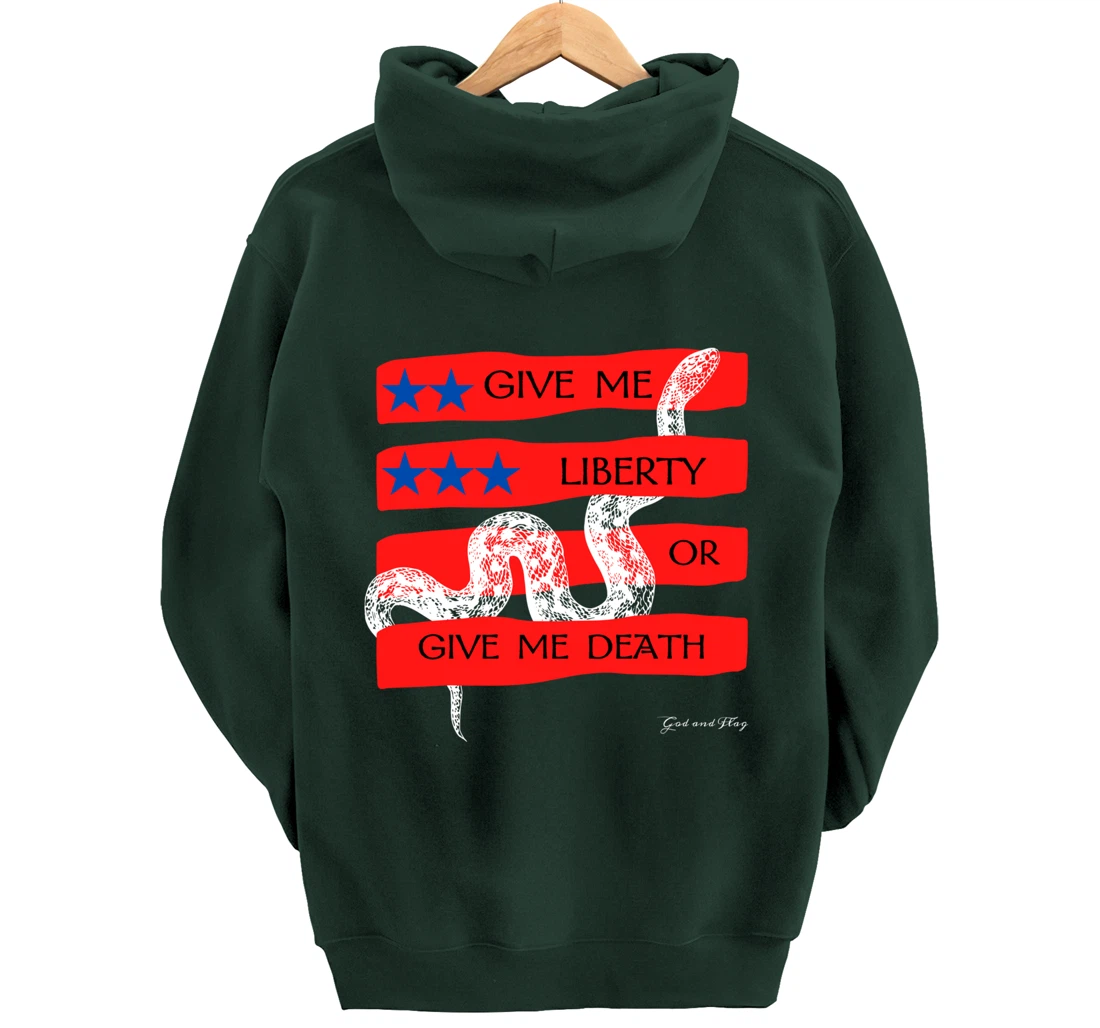 GIVE ME LIBERTY OR GIVE ME DEATH HOODIE PATRIOTIC USA TRUMP Pullover Hoodie