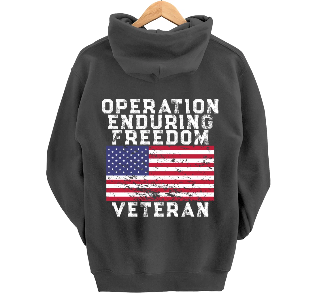 Operation Enduring Freedom Veteran - Vintage US Flag Pullover Hoodie