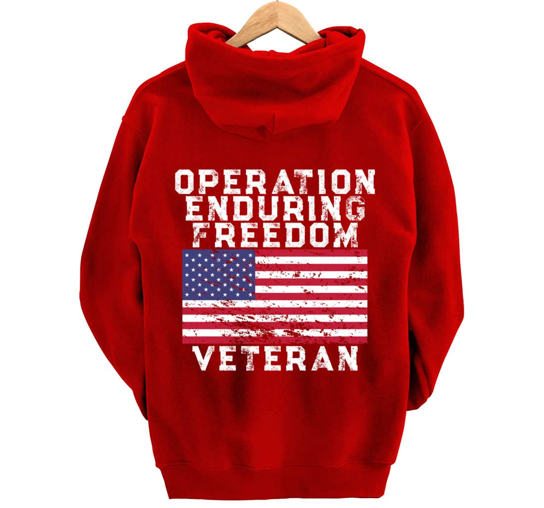Operation Enduring Freedom Veteran - Vintage US Flag Pullover Hoodie