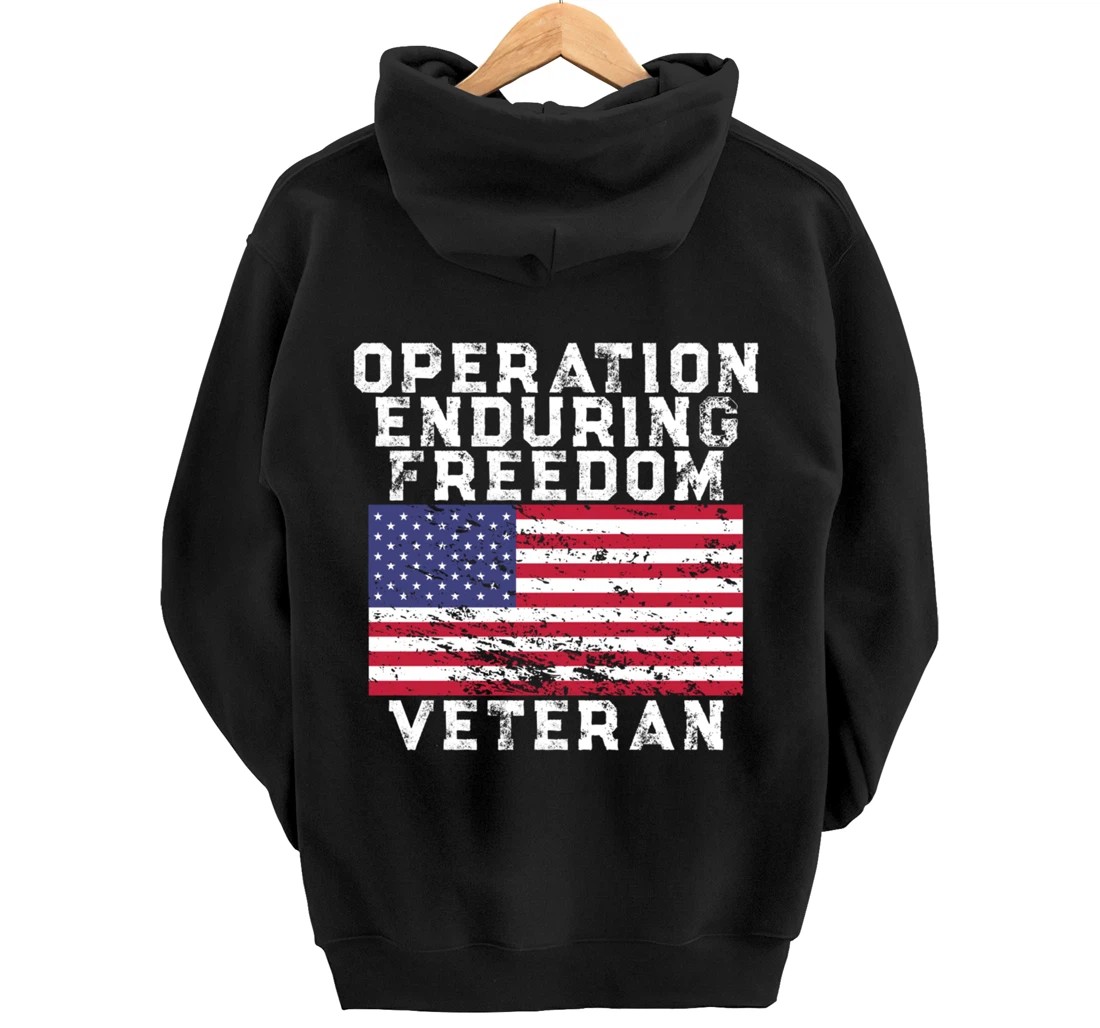 Operation Enduring Freedom Veteran - Vintage US Flag Pullover Hoodie