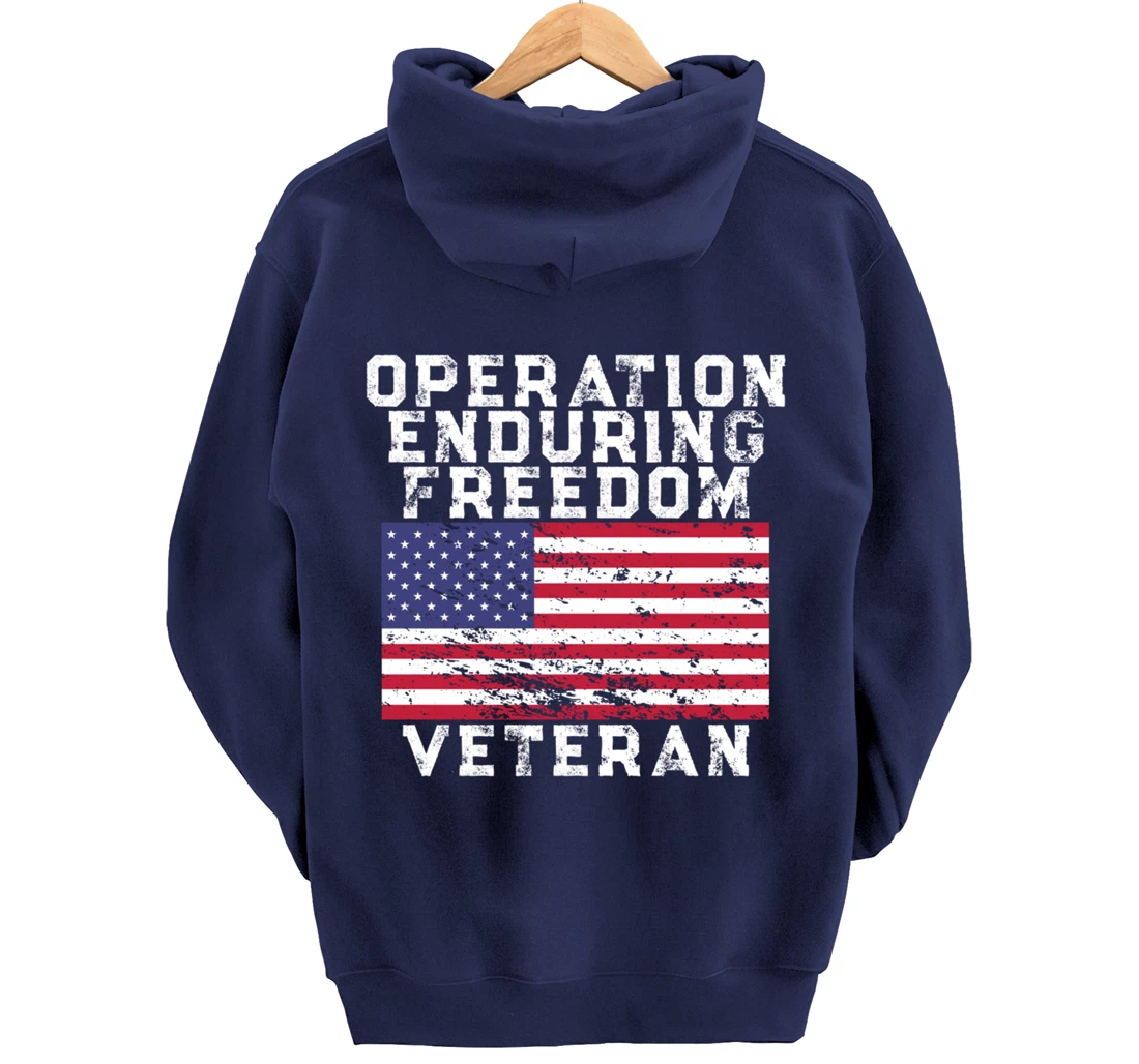 Operation Enduring Freedom Veteran - Vintage US Flag Pullover Hoodie