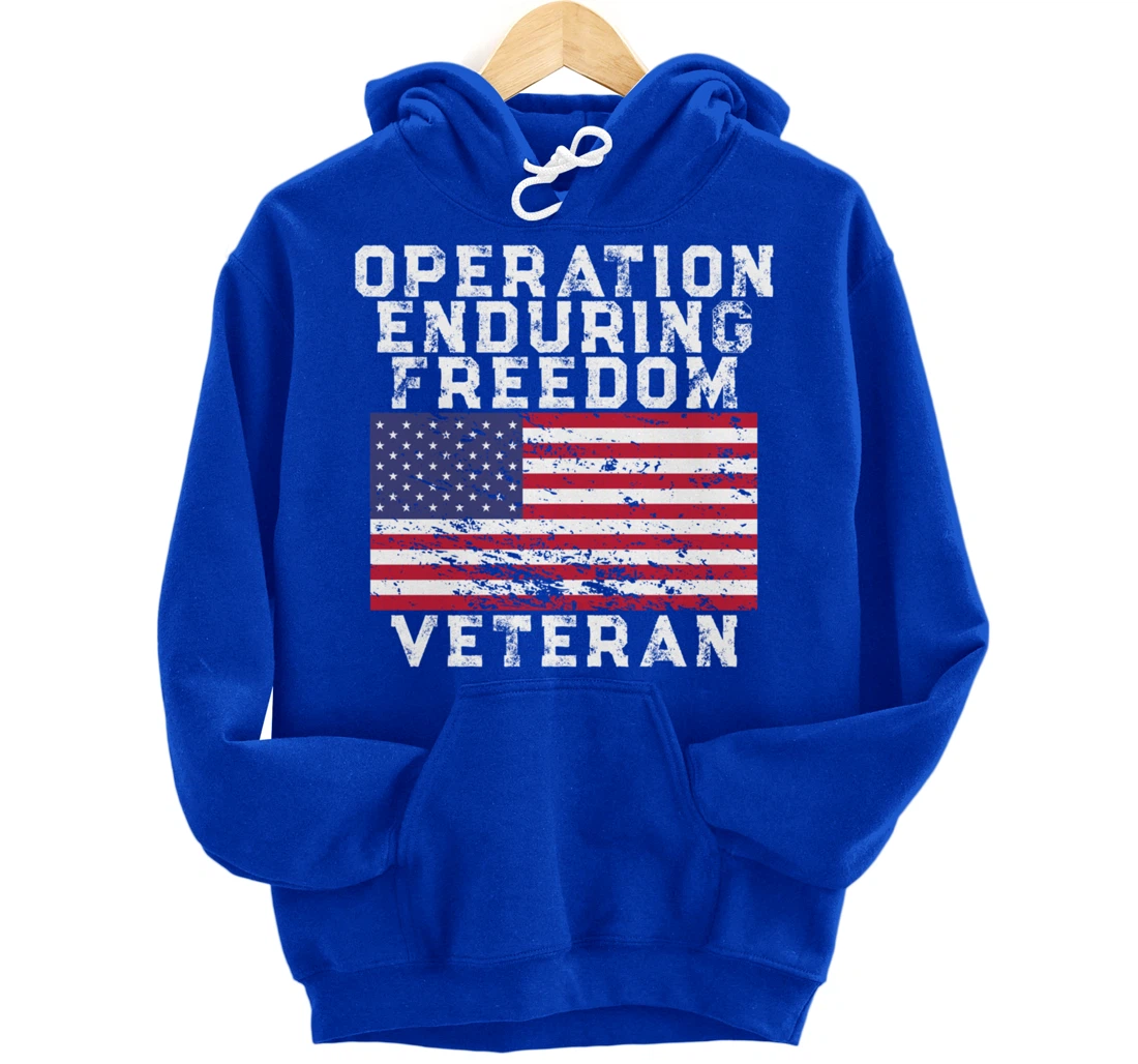 Operation Enduring Freedom Veteran - Vintage US Flag Pullover Hoodie