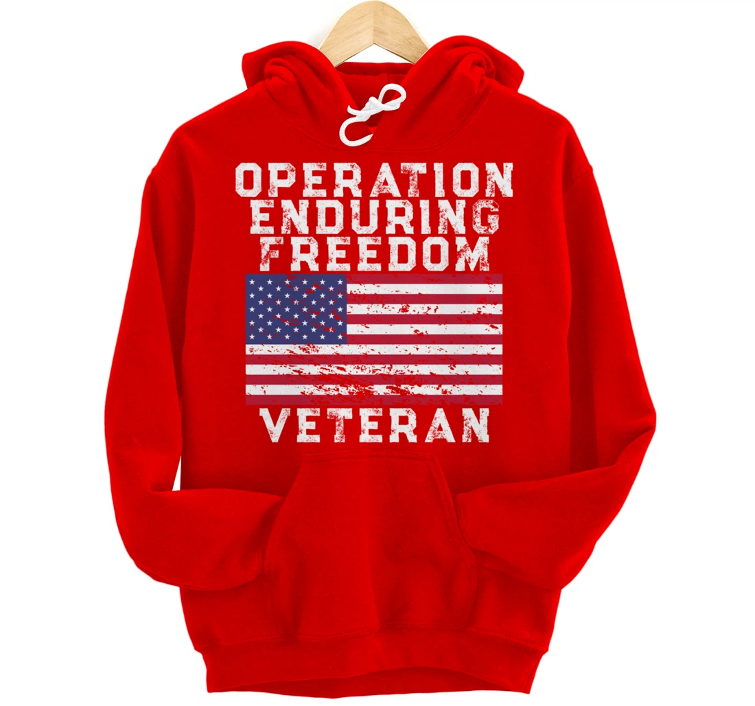 Operation Enduring Freedom Veteran - Vintage US Flag Pullover Hoodie