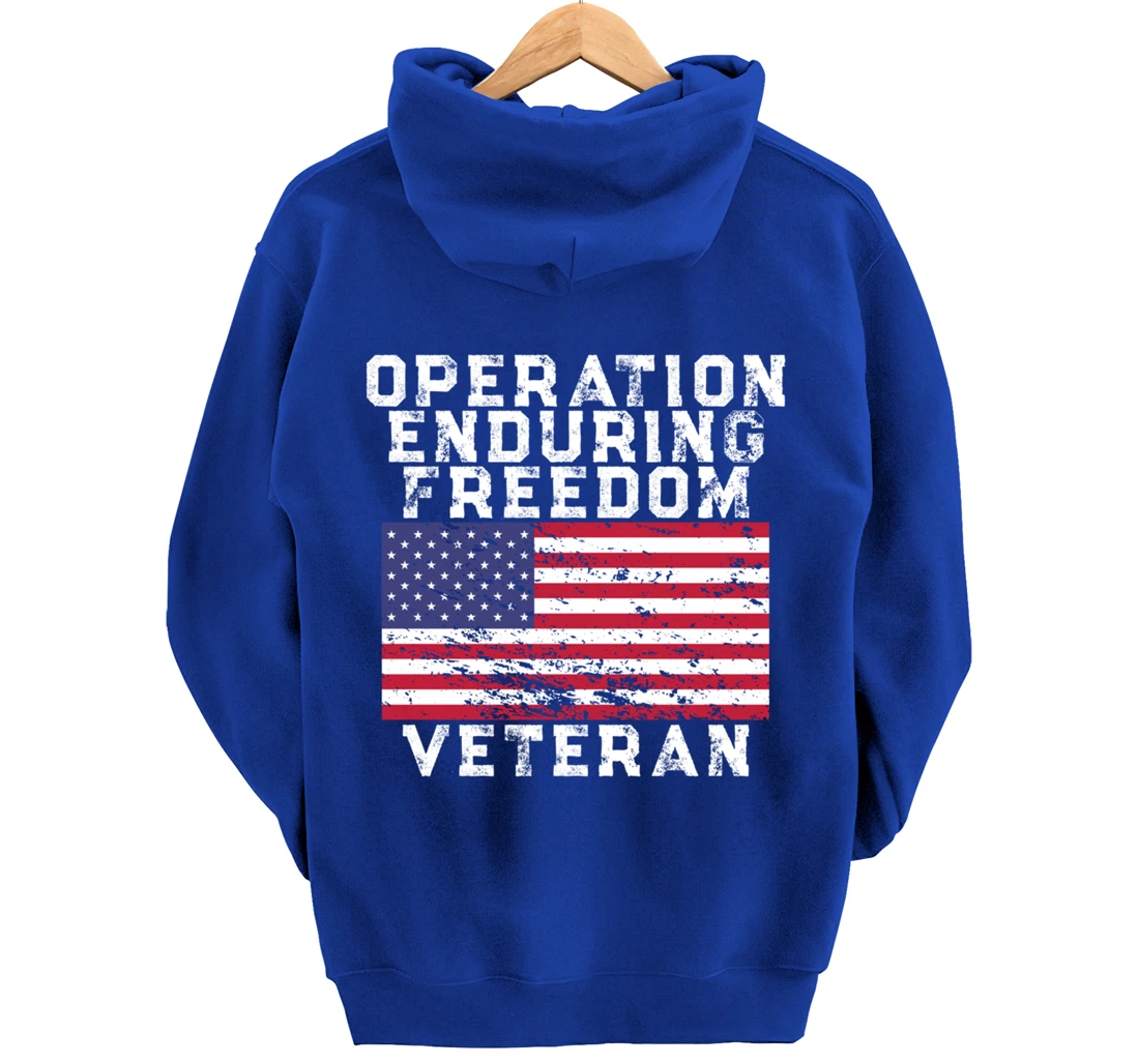 Operation Enduring Freedom Veteran - Vintage US Flag Pullover Hoodie