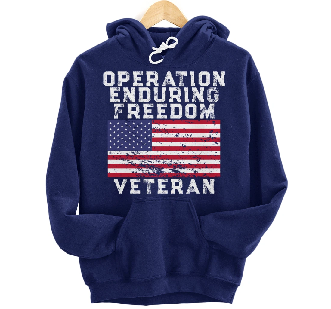 Operation Enduring Freedom Veteran - Vintage US Flag Pullover Hoodie