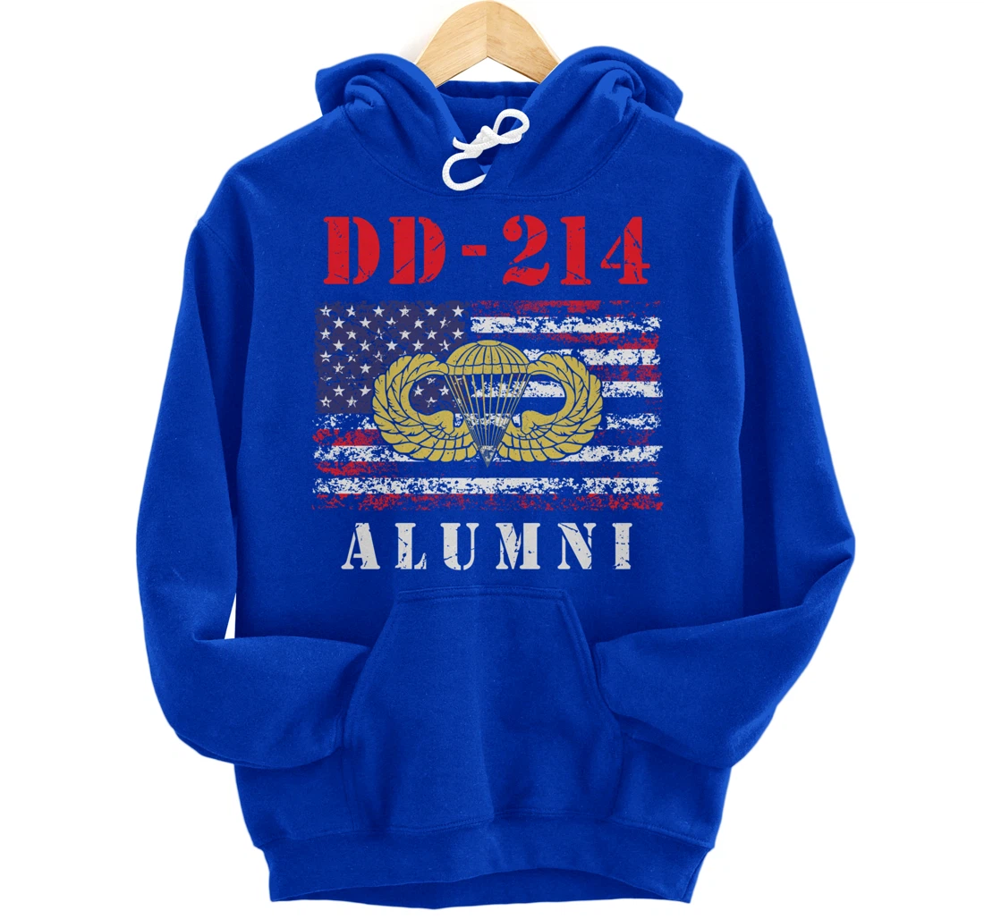 DD-214 Airborne Alumni Paratrooper Army Veteran US Flag Gift Pullover Hoodie