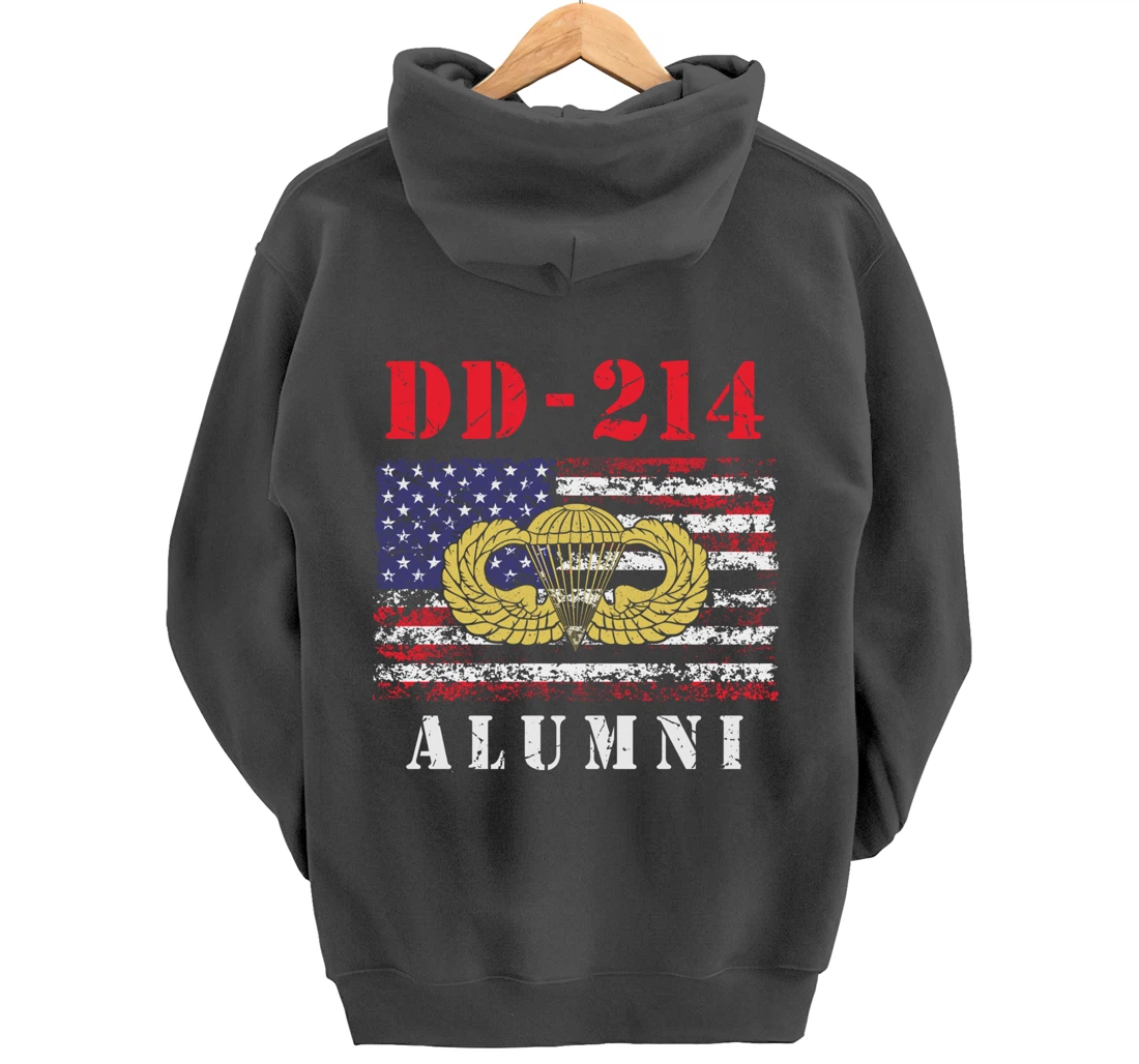DD-214 Airborne Alumni Paratrooper Army Veteran US Flag Gift Pullover Hoodie