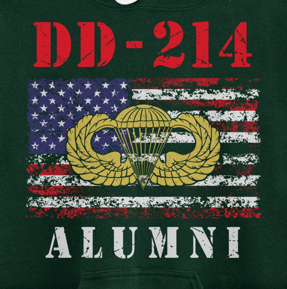 DD-214 Airborne Alumni Paratrooper Army Veteran US Flag Gift Pullover Hoodie