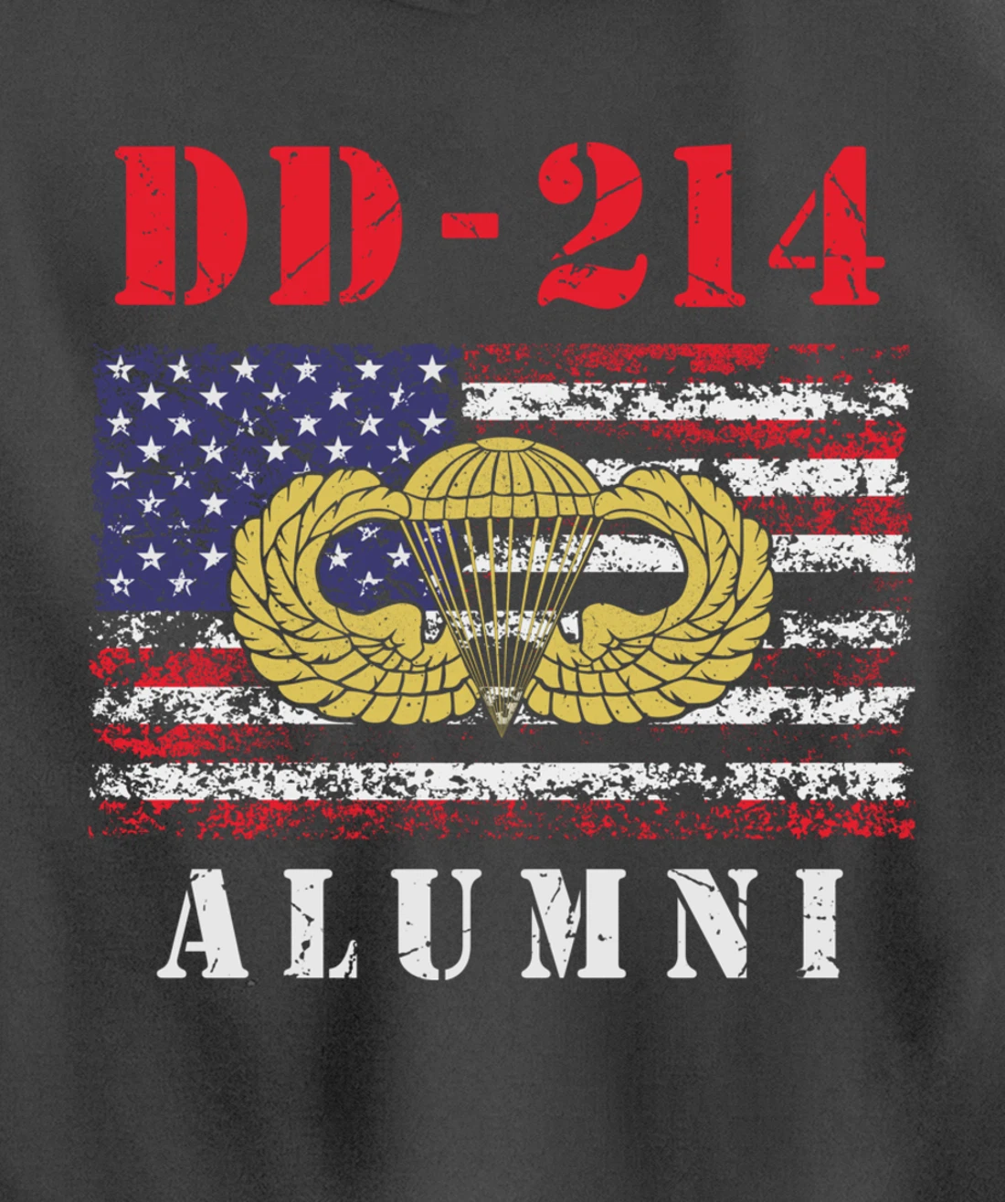DD-214 Airborne Alumni Paratrooper Army Veteran US Flag Gift Pullover Hoodie