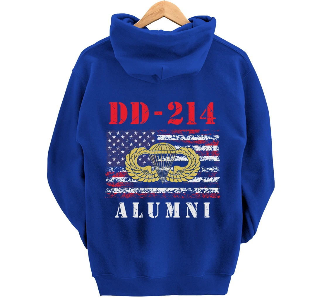 DD-214 Airborne Alumni Paratrooper Army Veteran US Flag Gift Pullover Hoodie
