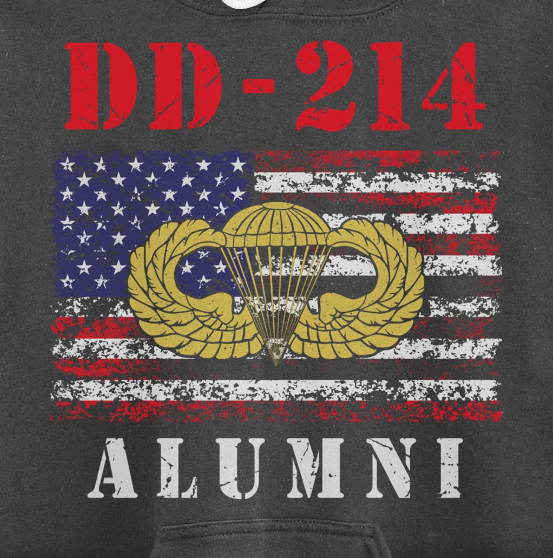 DD-214 Airborne Alumni Paratrooper Army Veteran US Flag Gift Pullover Hoodie