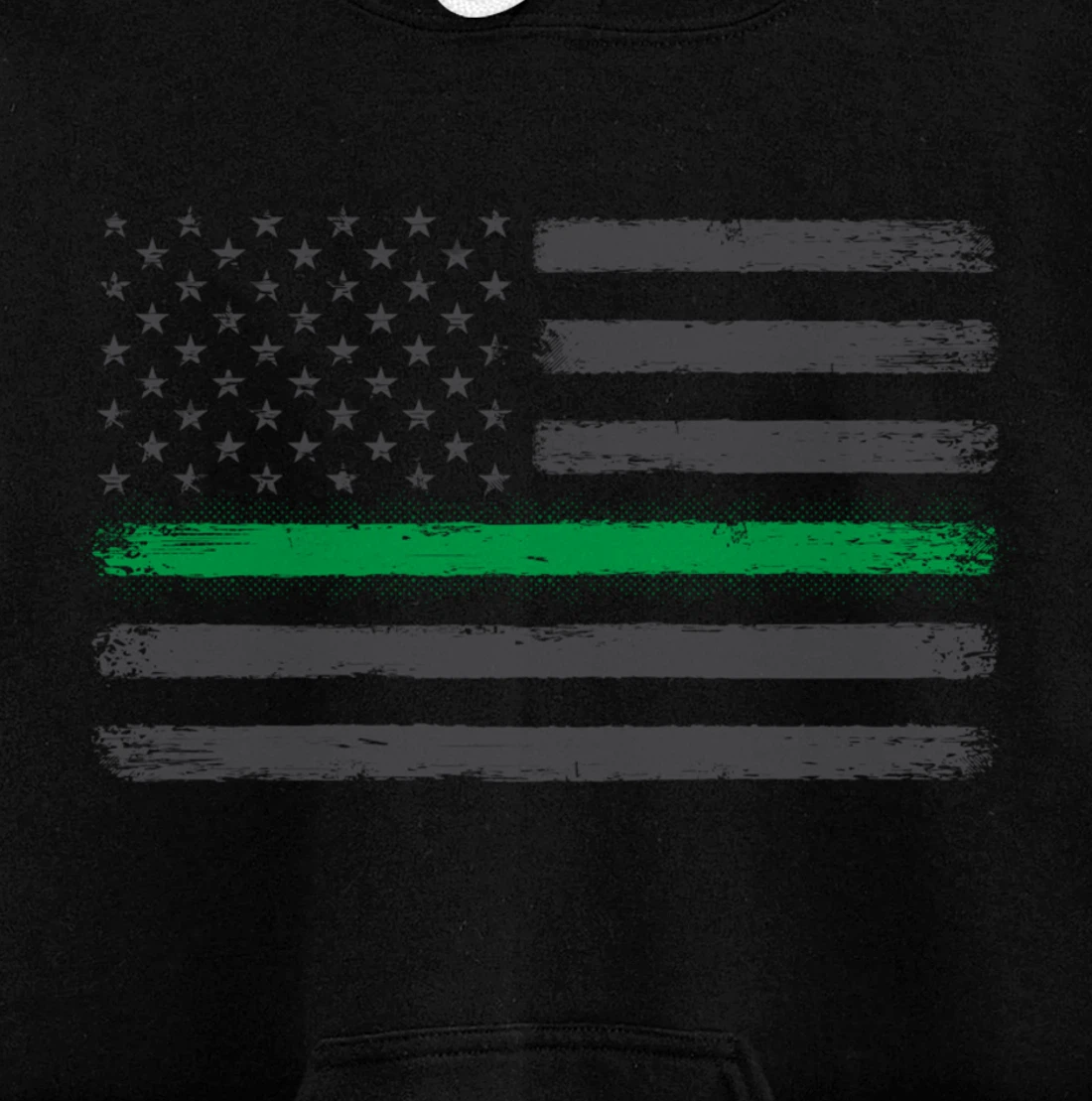 Thin Green Line Flag Proud Veterans Gift Support Military Pullover Hoodie