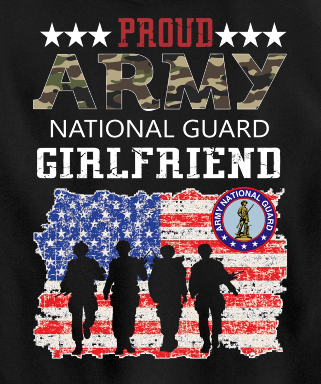 Proud Army National Guard Girlfriend Veteran Women's Gift Pullover Hoodie