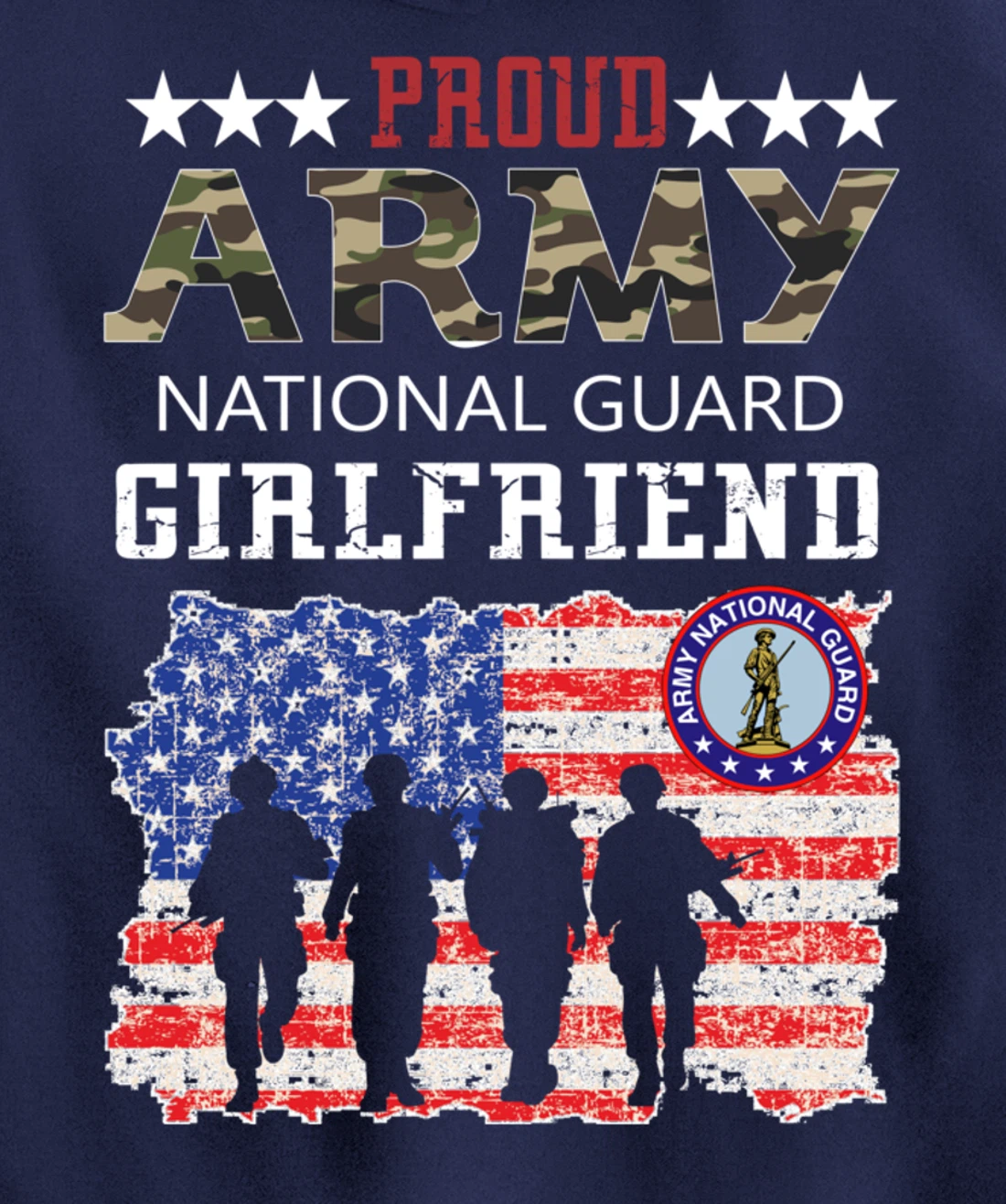 Proud Army National Guard Girlfriend Veteran Women's Gift Pullover Hoodie