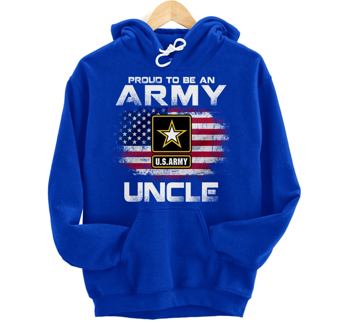 Proud To Be An Army Uncle With American Flag Gift Veteran Pullover Hoodie