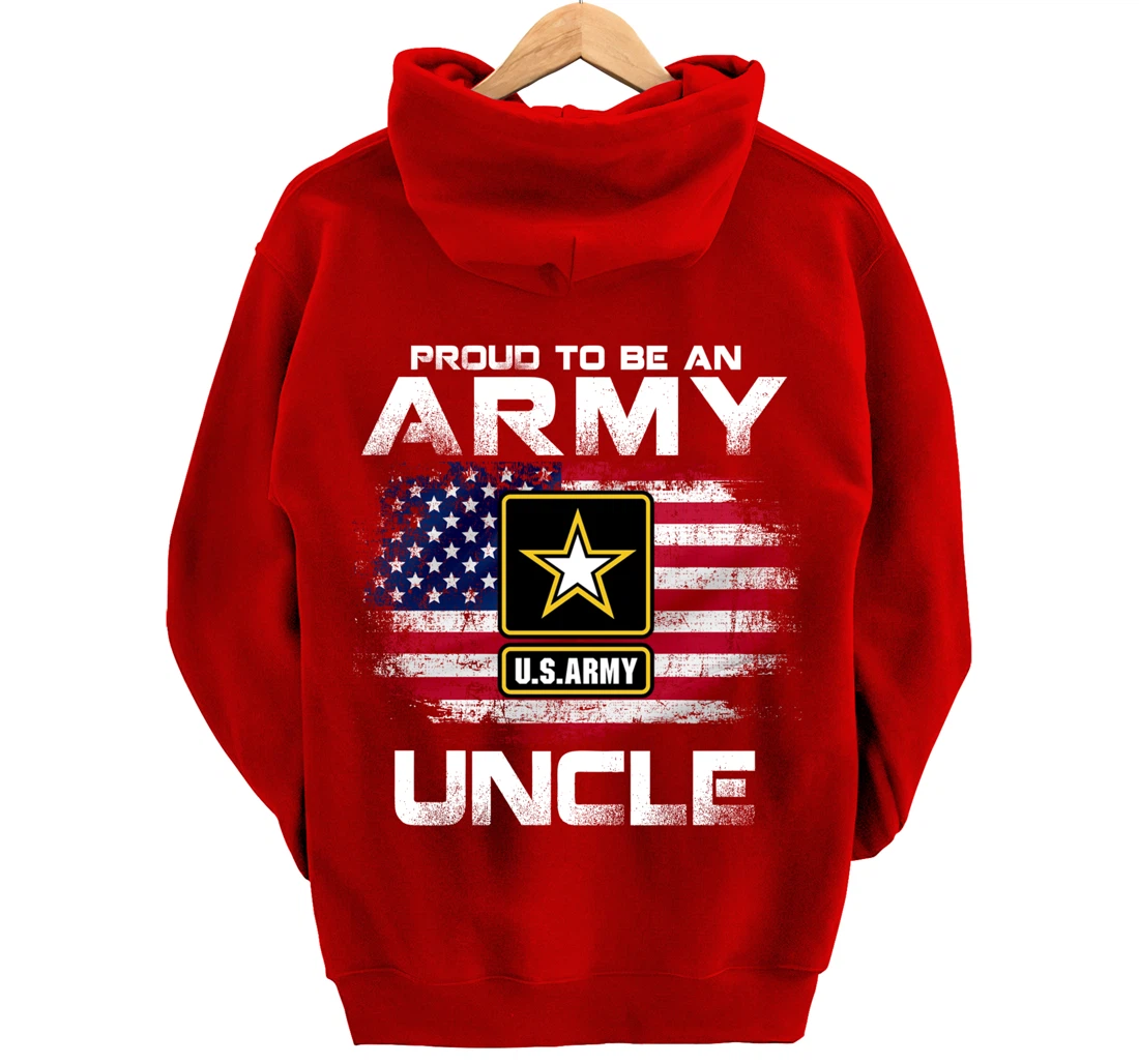 Proud To Be An Army Uncle With American Flag Gift Veteran Pullover Hoodie