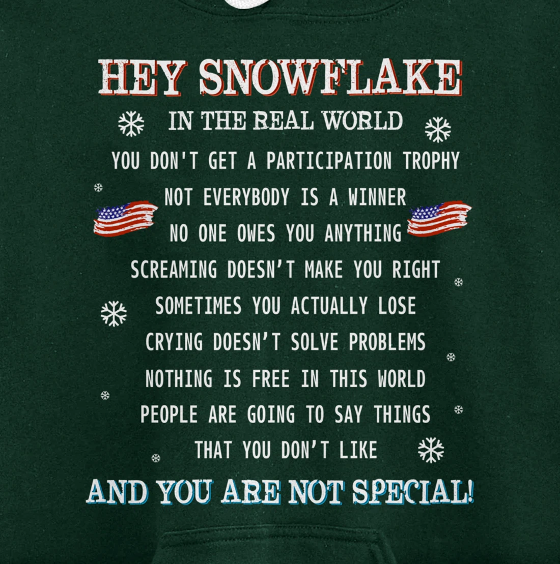 (print on back) Hey Snowflake the real world veteran shirt Pullover Hoodie
