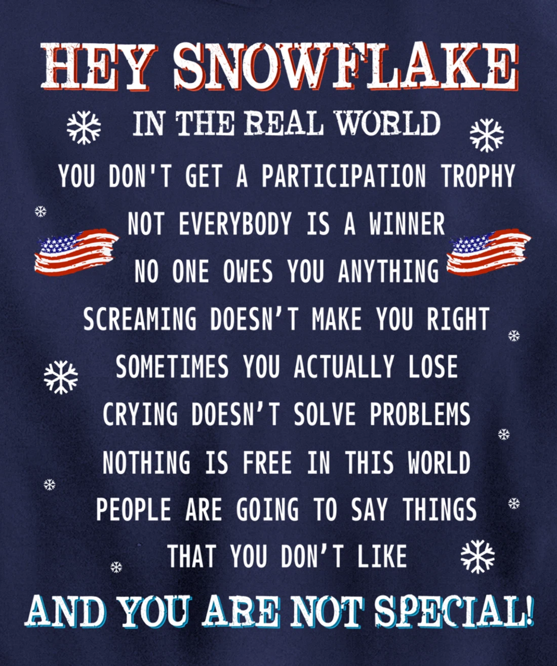 (print on back) Hey Snowflake the real world veteran shirt Pullover Hoodie