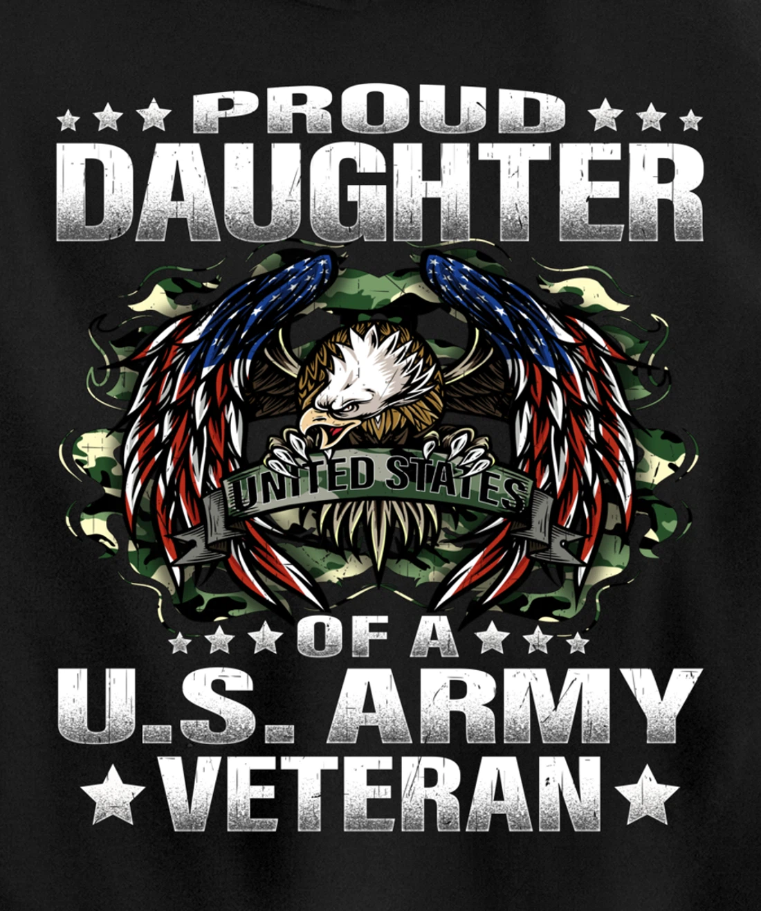 Proud Daughter Of A US Army Veteran Military Vet's Child Pullover Hoodie
