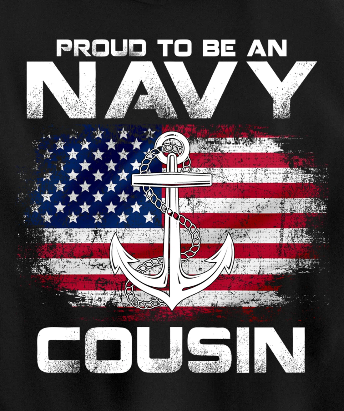 Proud To Be An Navy Cousin With American Flag Gift Veteran Pullover Hoodie