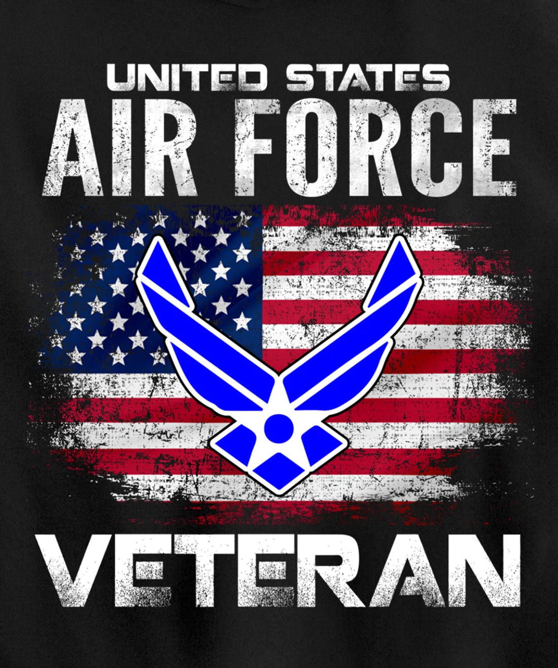 United States Air Force Veteran With American Flag Gift Pullover Hoodie