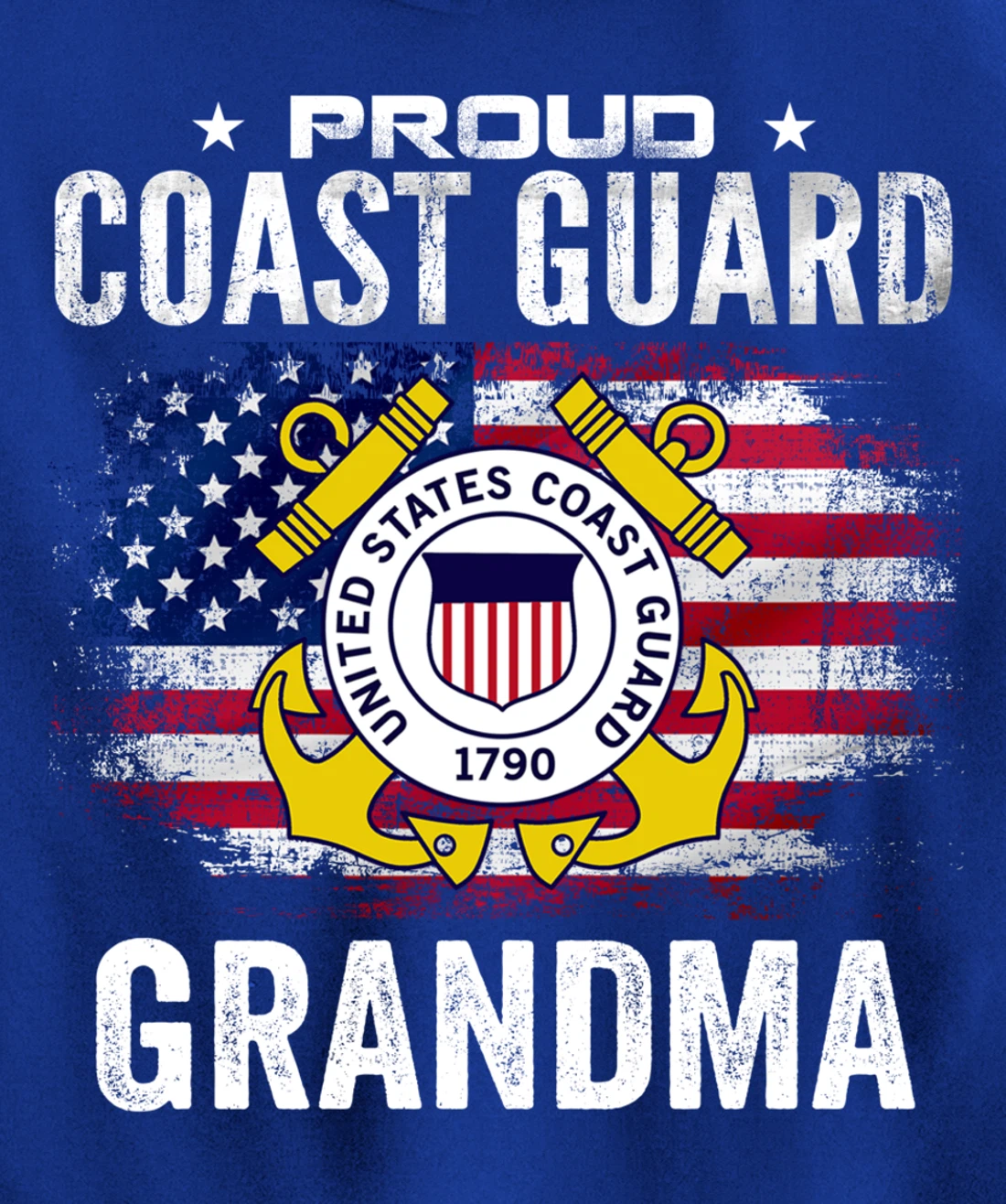 Proud Coast Guard Grandma With American Flag Gift Veteran Pullover Hoodie