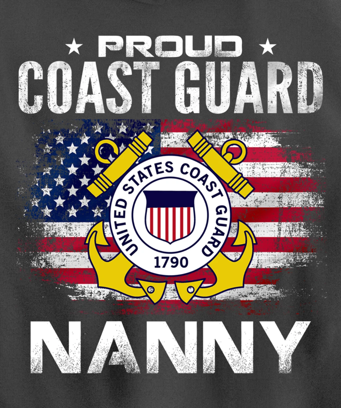 Proud Coast Guard Nanny With American Flag Gift Veteran Pullover Hoodie