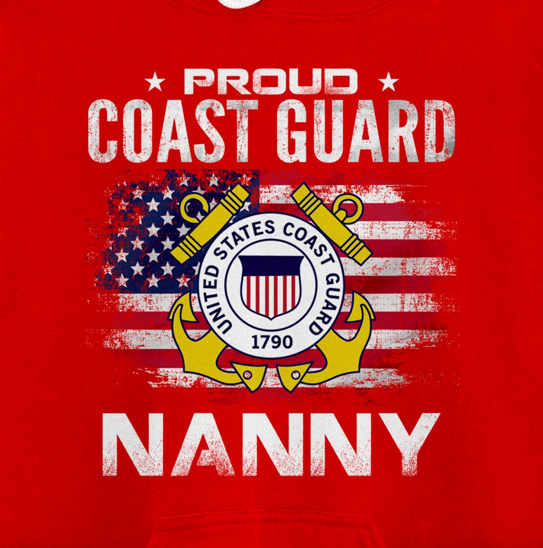 Proud Coast Guard Nanny With American Flag Gift Veteran Pullover Hoodie