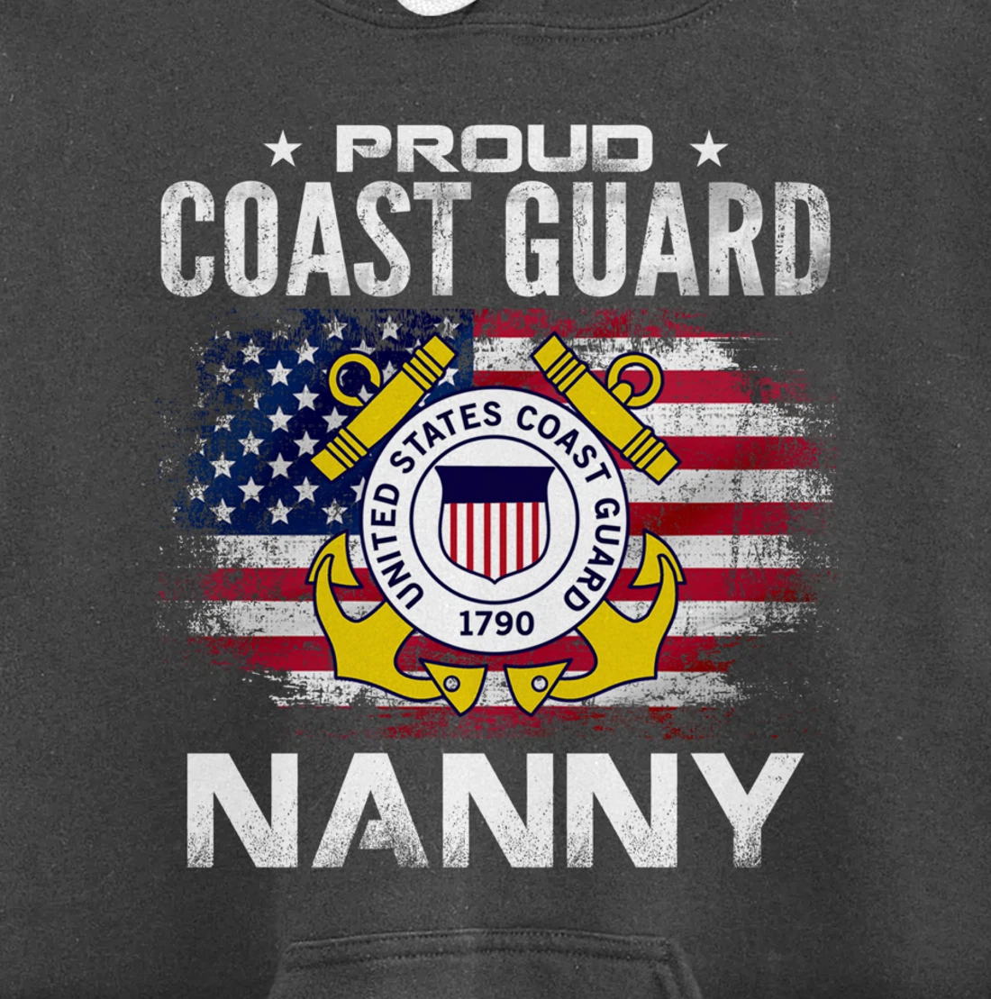 Proud Coast Guard Nanny With American Flag Gift Veteran Pullover Hoodie