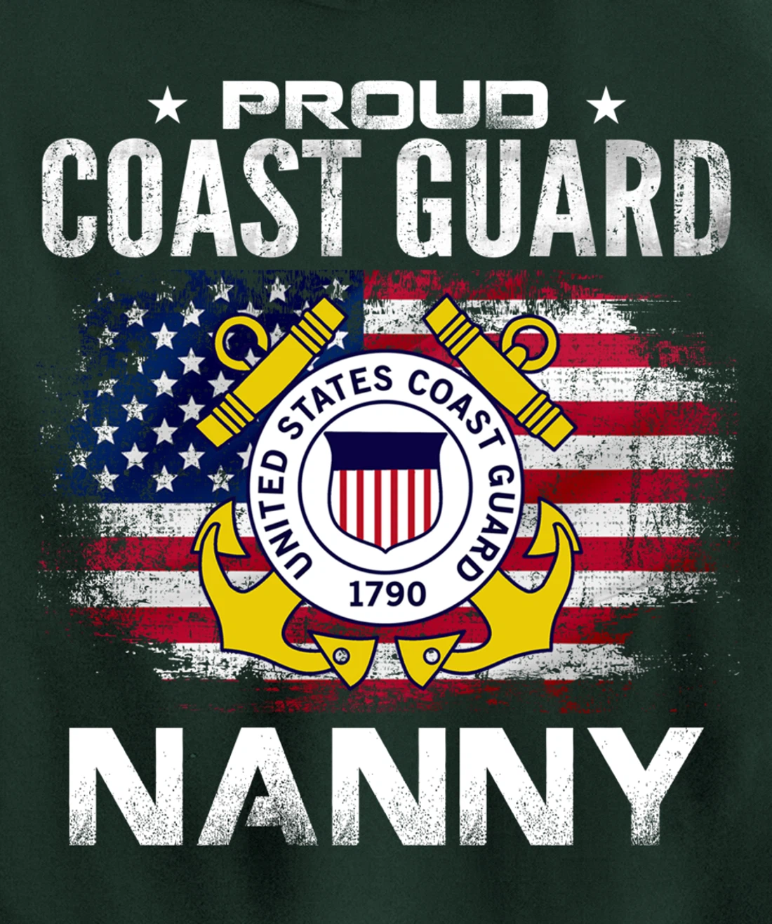Proud Coast Guard Nanny With American Flag Gift Veteran Pullover Hoodie
