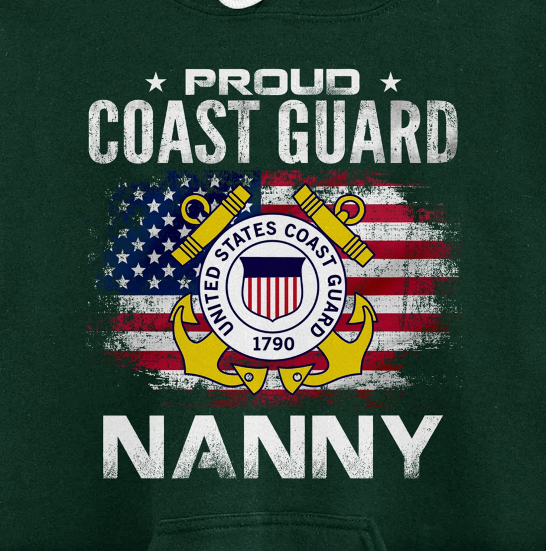 Proud Coast Guard Nanny With American Flag Gift Veteran Pullover Hoodie