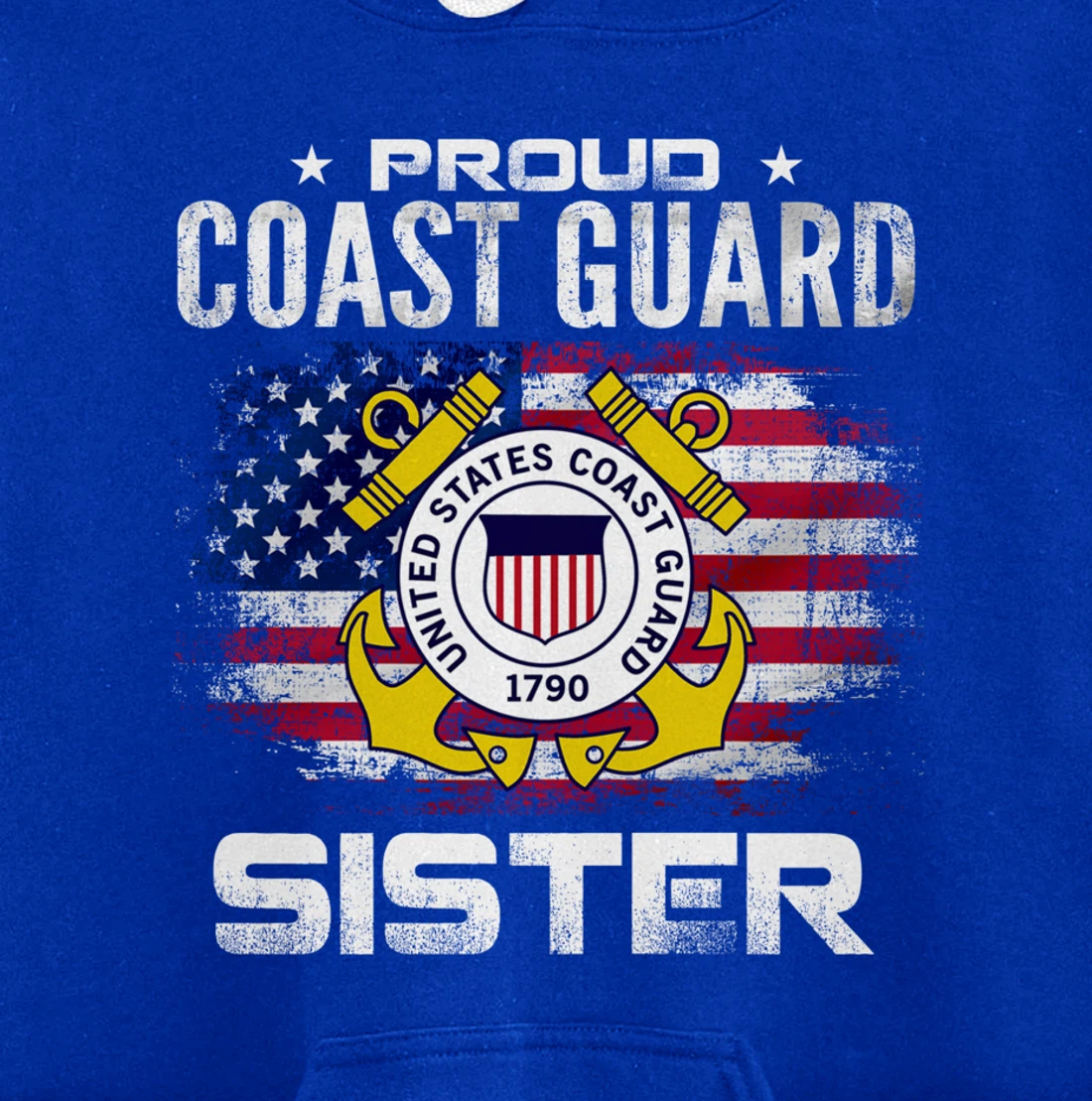 Proud Coast Guard Sister With American Flag Gift Veteran Pullover Hoodie