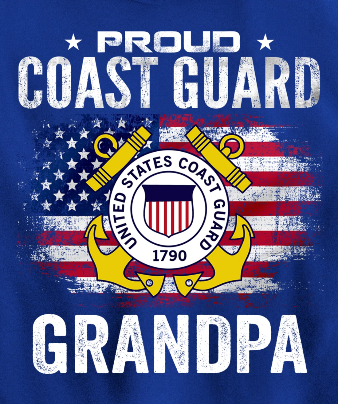 Proud Coast Guard Grandpa With American Flag Gift Veteran Pullover Hoodie