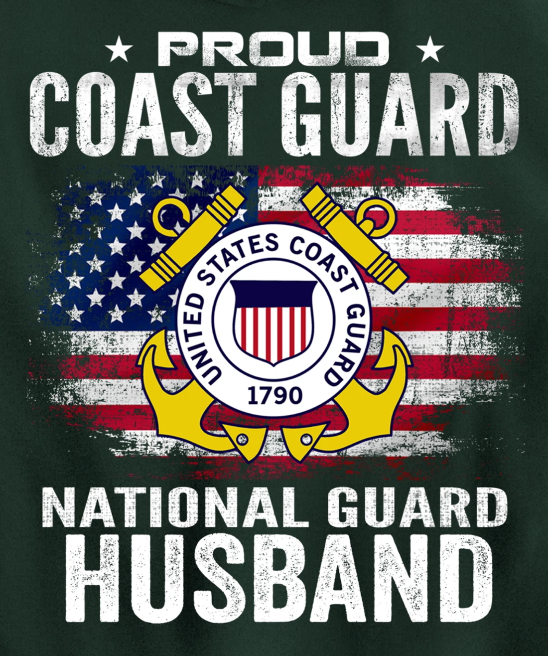 Proud Coast Guard National Guard Husband Gift Veteran Day Pullover Hoodie