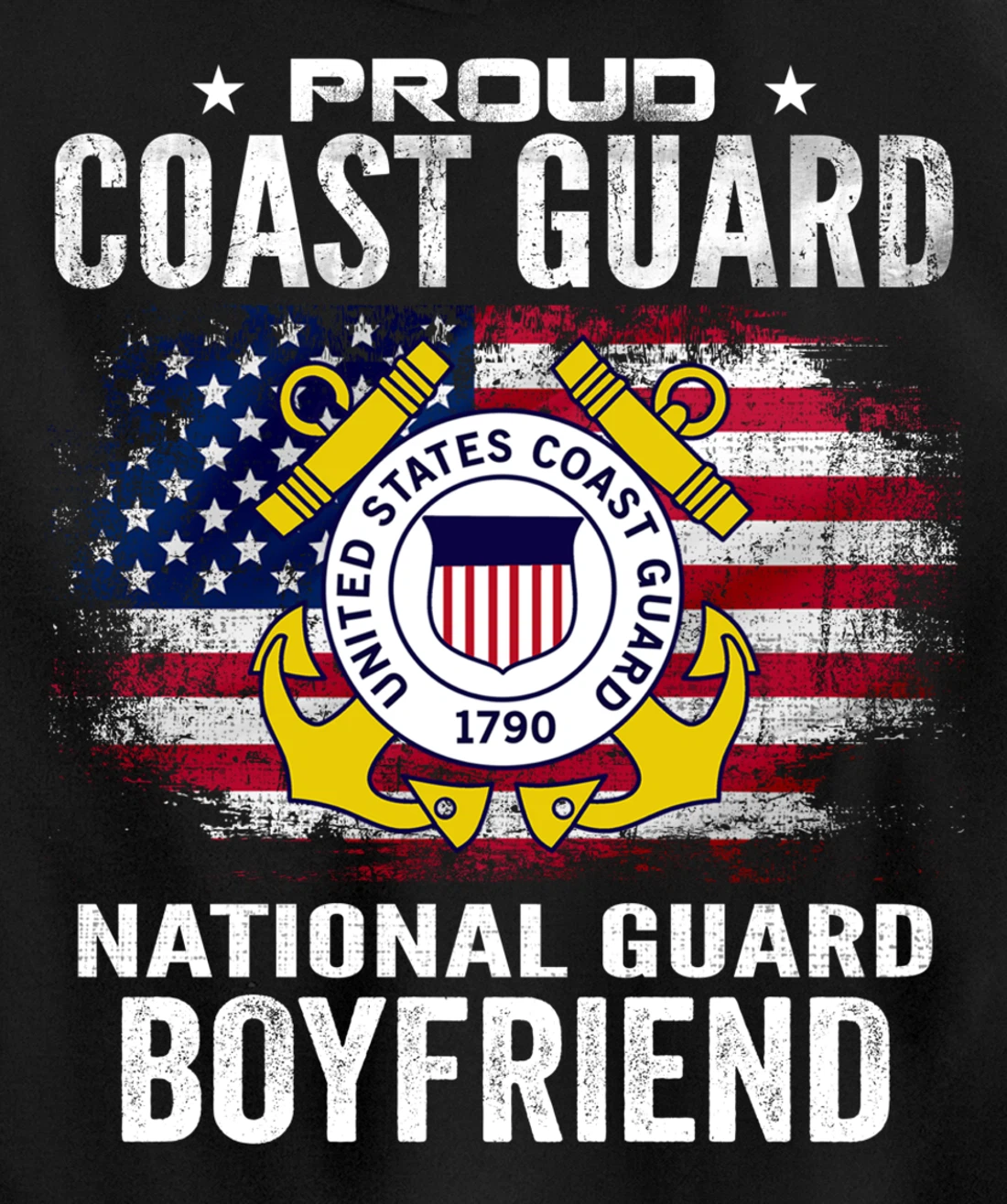 Proud Coast Guard National Guard Boyfriend Gift Veteran Day Pullover Hoodie
