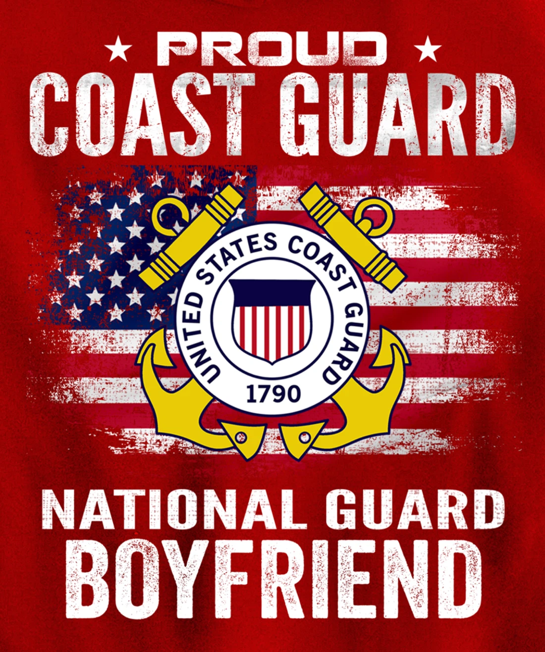Proud Coast Guard National Guard Boyfriend Gift Veteran Day Pullover Hoodie